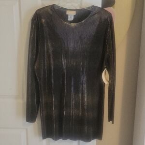 Authentic Shimmering Black/copper metallic Long Sleeve blouse